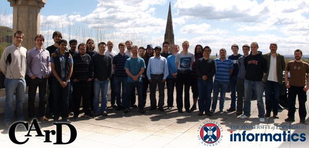 CArD members from left to right: Thibaut Lutz, Christophe Dubach, Alberto Magni, Siddharth Mohanty, Murali Krishna Emani, Christos Margiolas, Erik Tomusk, Yuan Wen, Björn Franke, Harry Wagstaff, Matthew Bielby, Michael O'Boyle, Tom Spink, Oscar Almer, Vijay Nagarajan, Cheng-Chieh Huang, Murray Cole, Chris Fensch, Bharghava Rajaram, Freddie Qu, George Stefanakis, Christopher Thompson, Alex Collins, Volker Seeker, Hugh Leather, Miles Gould